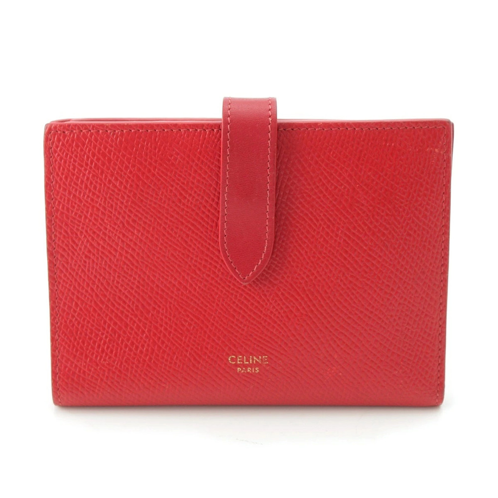 Celine Multifunction Strap Bi fold Wallet Red